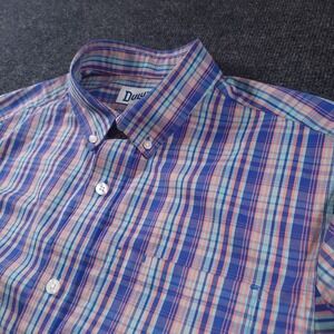Duluth Trading Co Men's Medium Wrinkle Fighter Shirt Purple Multi Plaid Trim Fit